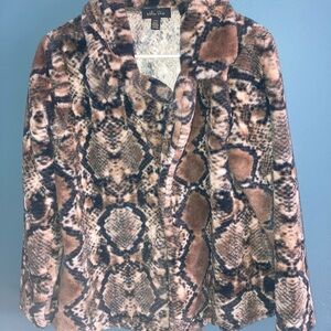 Melissa Paige Brown and Tan Snake Print Teddy Jacket